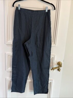 NWOT Flax Casual Elastic-Waist Linen Pants - Charcoal – small (183)